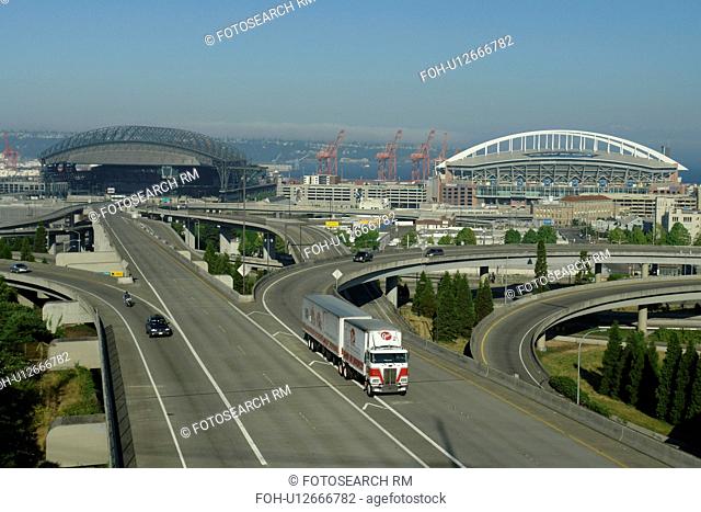 Seattle, WA, Washington, Safeco Field, Mariners, baseball stadium, Qwest Field, Seahawks, football stadium, I-90
