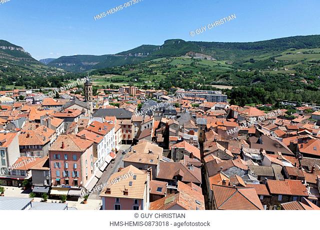 France, Aveyron, Parc Naturel Regional des Grands Causses (Natural regional park of Grands Causses), Millau, view from the belfry