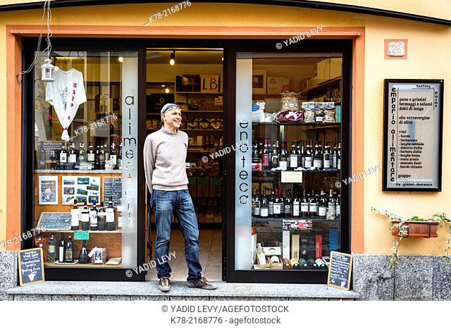 Wine shop in Barolo village, Piedmont, Italy