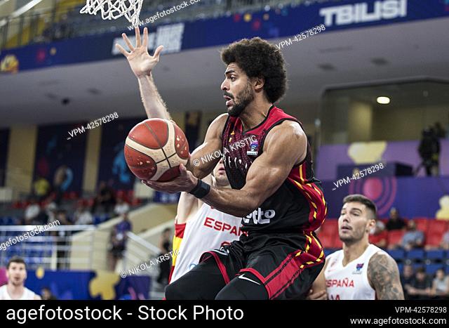 Jean-Marc Mwema of Belgium pictured during the match between Spain and the Belgian Lions, game three of five in group A at the EuroBasket 2022