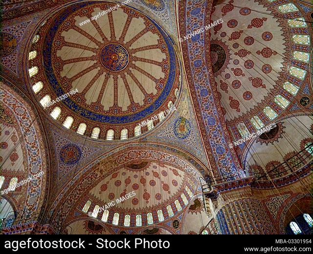 Dome in the Sultan Ahmed Mosque, Blue Mosque, Istanbul, Marmara Region, Turkey