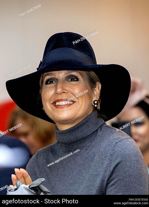 Queen Maxima of The Netherlands at Museum Beeld en Geluid in The Hague, on November 24, 2021, to receive the first copy of the photo book of the Stichting Haags...