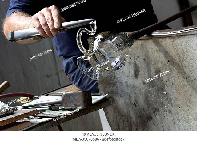 Glassblower at work, Murano, Venice, Veneto, Italy, Europe