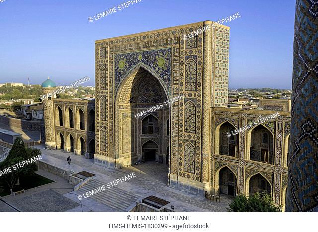 Uzbekistan, Silk Road, Samarkand, listed as World Heritage by UNESCO, Registan place, Tilla-Kari Madrasah