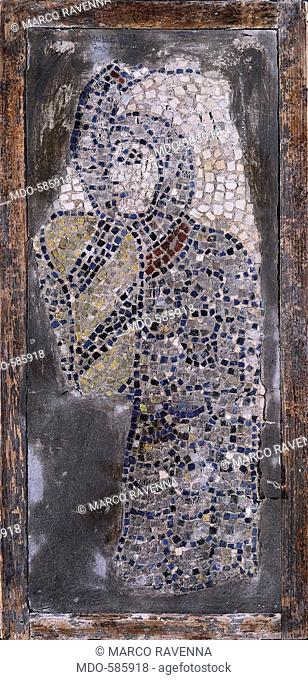 Soldier crusader, by Unknown, 13th Century, polychrome mosaic. Italy, Emilia Romagna, Ravenna, San Giovanni Evangelista Church. Detail