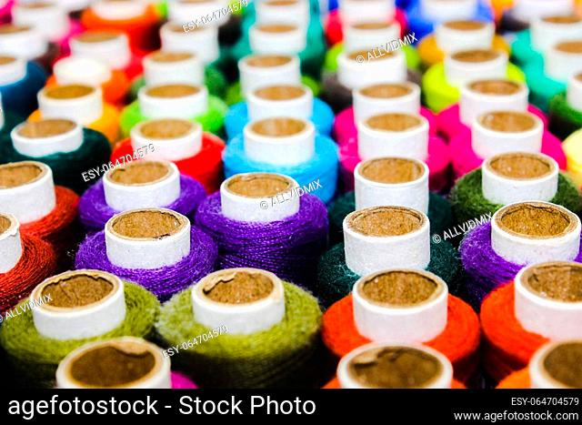 A picture of thread rolls with selective focus
