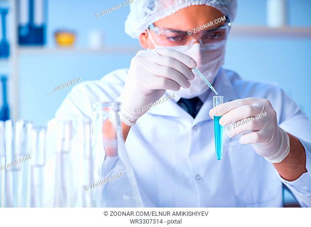 Female scientist researcher conducting an experiment in a laboratory