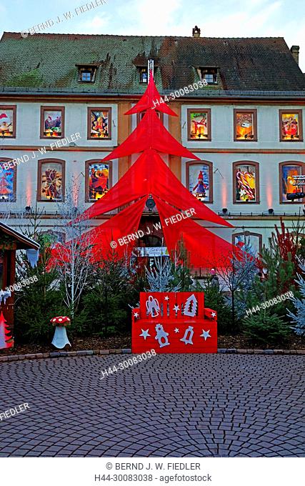 Weihnachtsmarkt, Weihnachtsdekoration, Weihnachtsbaum, Bilder, Hotel du Preteur Royal, erbaut 18. Jahrhundert