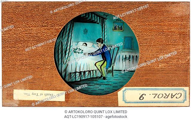 Lantern Slide - A Christmas Carol, 'Death of Tiny Tim', 1843-1880, Number 9 in a set of twelve slides in the series 'A Christmas Carol'