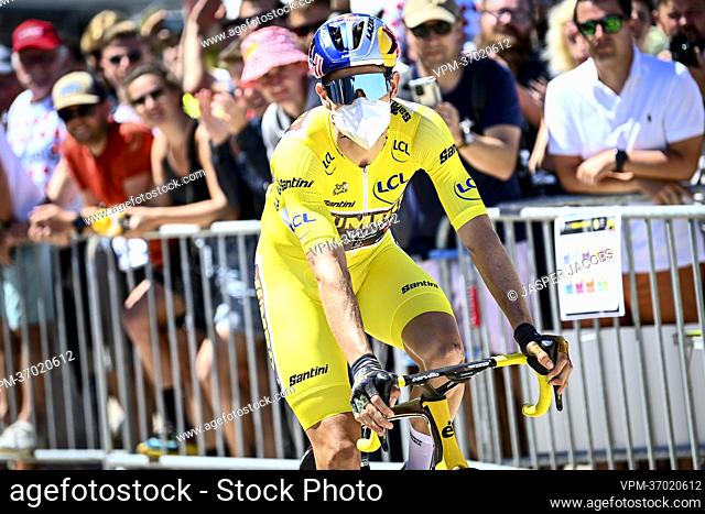 Belgian Wout Van Aert of Team Jumbo-Visma pictured at the start of stage four of the Tour de France cycling race, a 171.5 km race from Dunkerque to Calais