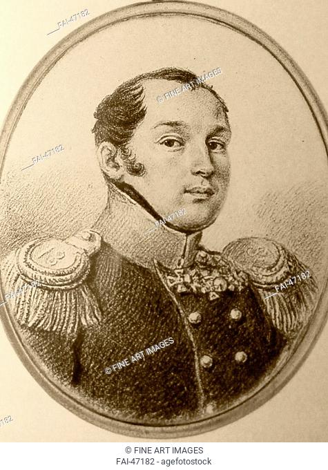 Portrait of Pavel Ivanovich Pestel (1793-1826) by Anonymous /Lithograph/Neoclassicism/1824/Russia/Private Collection/Portrait/Graphic arts/Porträt von Pawel...