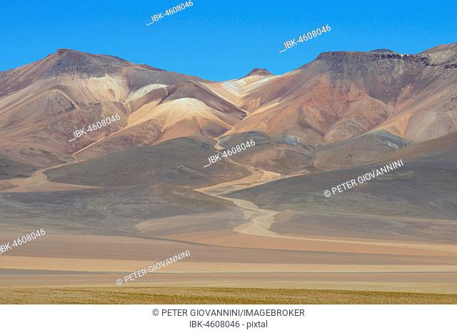 Pastel-coloured mountains on the Andean plateau, Reserva Nacional de Fauna Andina Eduardo Abaroa, Altiplano, Sur Lípez, Bolivia