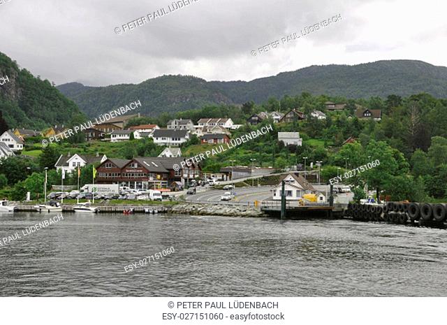 the place sande on jose fjords with its ferry
