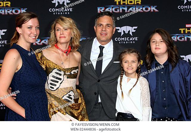 World premiere of ’Thor: Ragnarok' at El Capitan Theatre Featuring: Sunrise Coigney, Mark Ruffalo, Keen Ruffalo, Odette Ruffalo