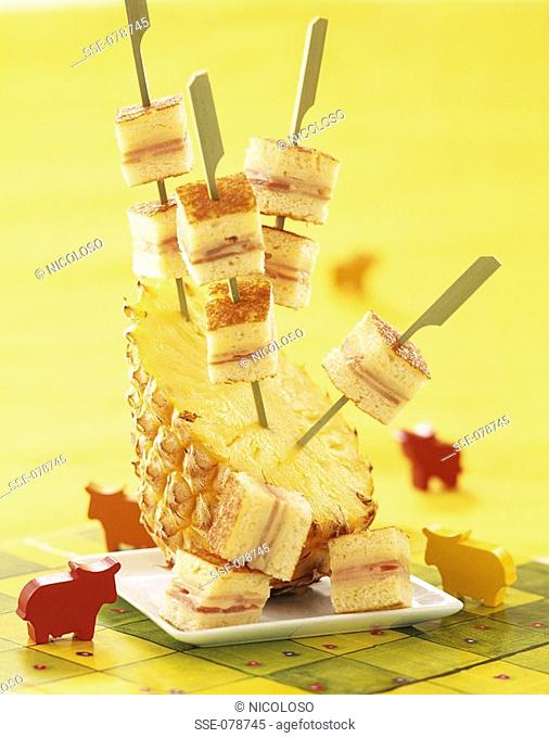 toasted sandwich on skewers