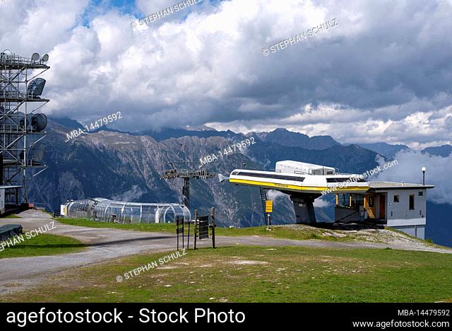 Vineyard railroad, Venet summit, long-distance hiking trail E5, Zams, Tyrol, Austria