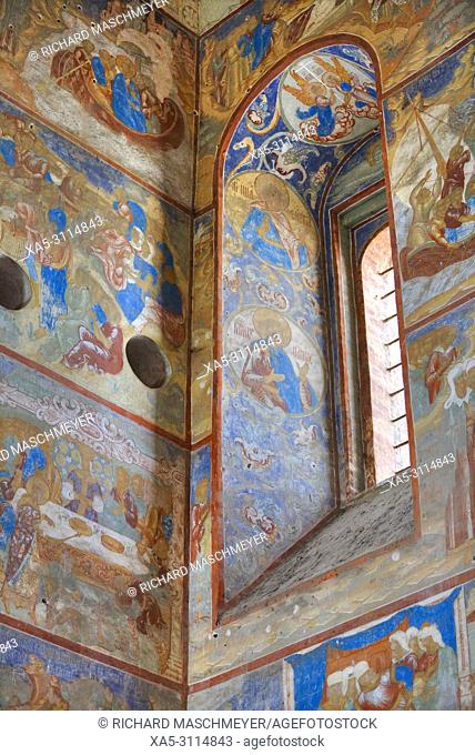 Frescoes, Resurrection of Christ Gate Church, Kremlin, Rostov Veliky, Golden Ring, Yarsolavl Oblast, Russia