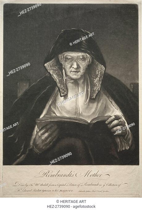 Rembrandt's Mother. Creator: James McArdell (British, 1728/29-1765)