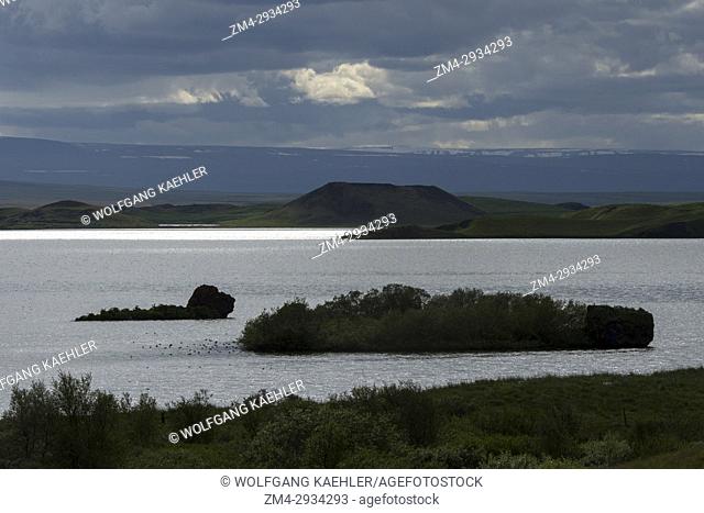 View of Lake Myvatn in Northeast Iceland