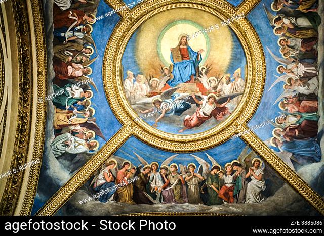 Interior, ceiling dome of Church of Saint Mary Magdalene and Saint Theresa of Avila (Chiesa di Santa Maria Maddalena e Santa Teresa d'Avila), Monza, Lombardy