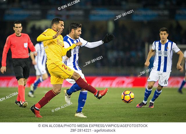 Match day 17 game of La Liga Santander 2016 - 2017 season between Real Sociedad and Sevilla C. F, played Anoeta Stadium on Saturday , Januari 07th, 2017