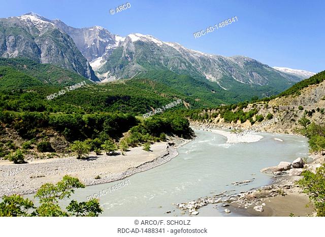 River Vjosa near Stembec, SH75, mountain Mali i Drites, mountains Nemeckes, Albania