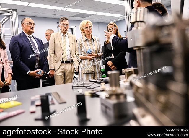 Walloon Vice-Minister President Willy Borsus, Brussels region State Secretary Pascal Smet, Princess Astrid of Belgium and Solvay CEO Ilham Kadri pictured during...