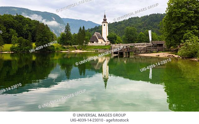 Lake Bohinj, Slovenia, The church of St John, Cerkev sv Janeza, at Ribcev Laz