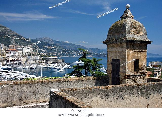watchtower at the fortress wall of Monaco, France, Monaco