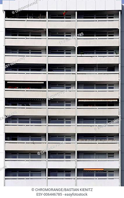 Skyscraper facade with balconies