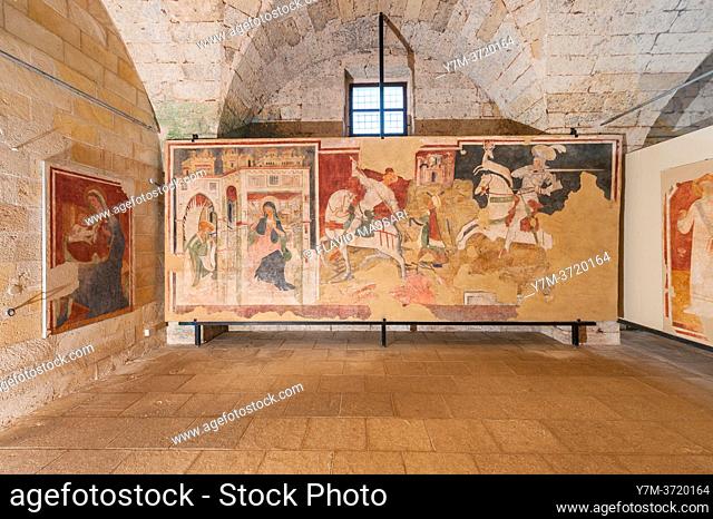detached frescoes in Santa Maria a Cerrate Abbey, Province of Lecce, Salento, Puglia, Italy
