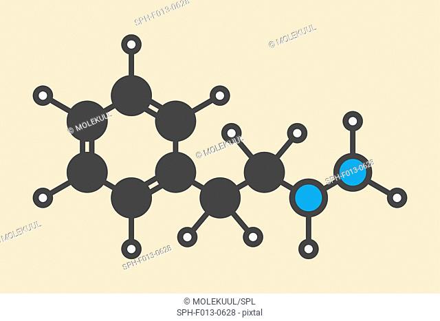 Phenelzine antidepressant molecule. Belongs to hydrazine class of antidepressants. Stylized skeletal formula (chemical structure)