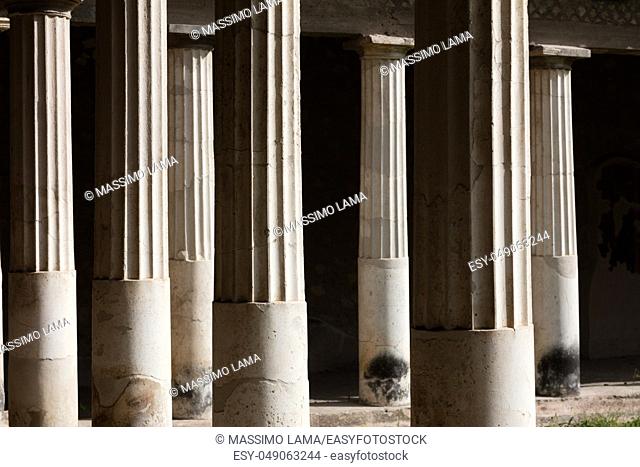 Torre Annunziata (Naples), Italy Ancient columns in the Poppea's Villa in Oplonti