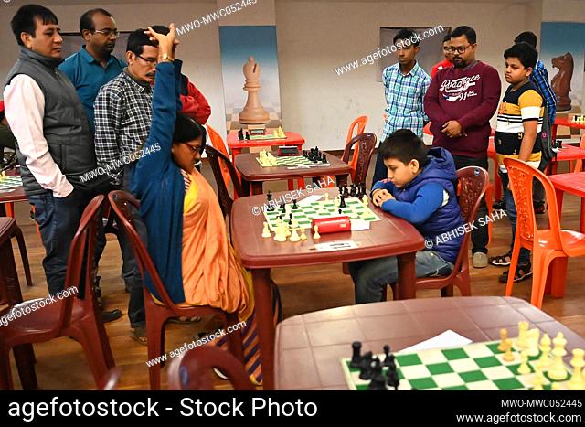 A state level BLITZ CHESS CONTEST at the state chess coaching centre hall at Agartala, capital of the northeastern state of Tripura, India