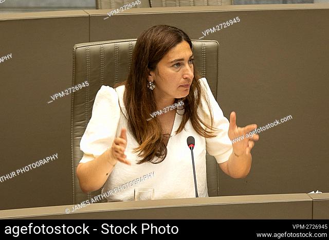 Flemish Minister of Environment, Energy, Tourism and Justice Zuhal Demir pictured during a plenary session of the Flemish Parliament in Brussels
