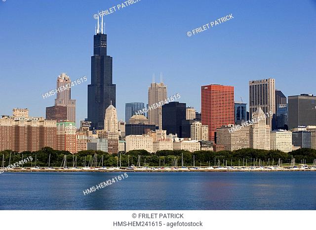 United States, Illinois, Chicago, The Chicago Skyline on the Michigan lake
