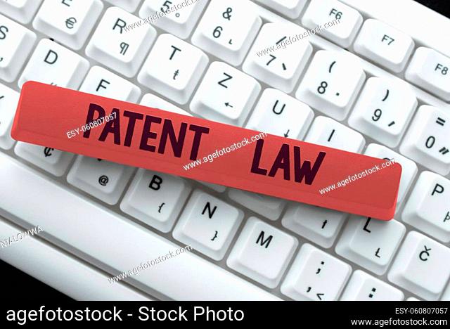 Handwriting text Patent Law, Business idea deals with an inventor s is exclusive right to use own invention Typing Daily Reminder Notes