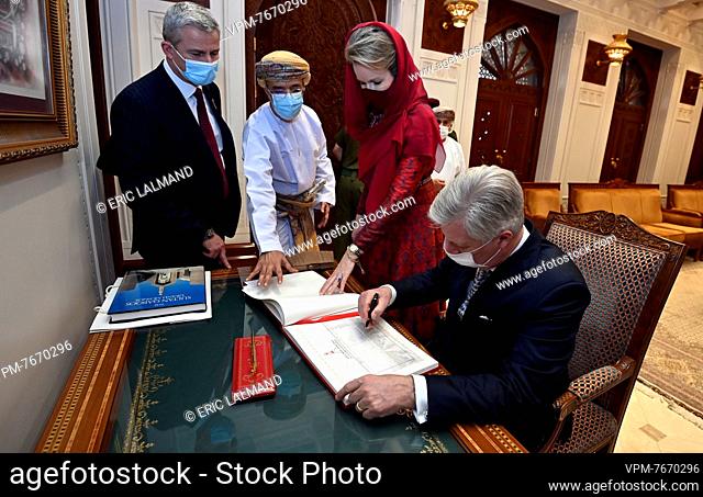 King Philippe - Filip of Belgium and Queen Mathilde of Belgium pictured during a visit to the Sultan Qaboos Grand Mosque in Muscat