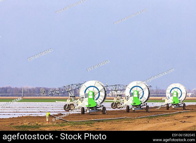 irrigation system on the field, Southern Moravia, Czech Republic