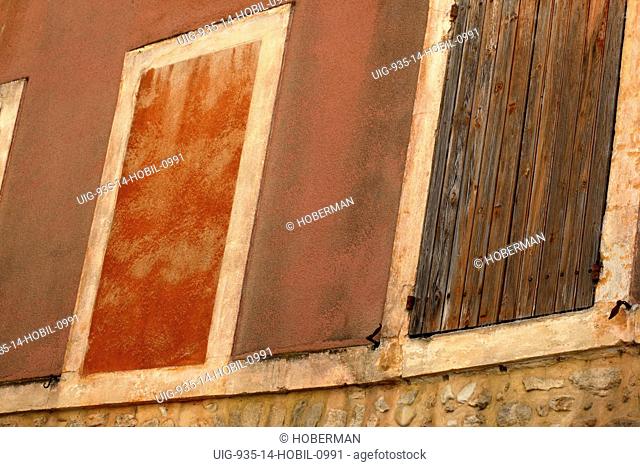 Colourful Wall with Closed Window Shutter, Venterol, France