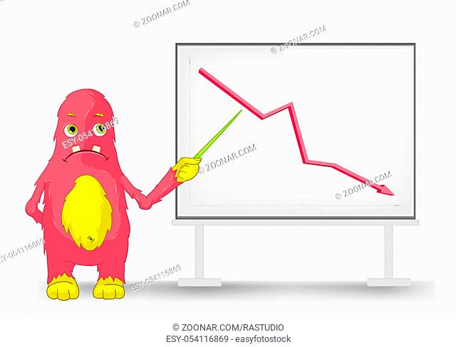Cartoon Character Funny Monster Isolated on Grey Gradient Background. Board. Vector EPS 10