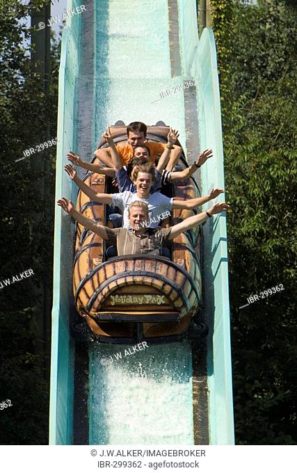 Water roller coaster in the Holidaypark, Hassloch, Rhineland-Palatinate, Germany
