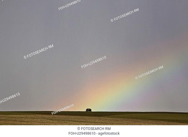 scenic, touching, granary, old, down, rainbow