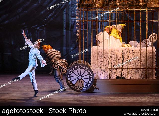 RUSSIA, MOSCOW - NOVEMBER 23, 2023: Ballet dancer Yevgeny Dubrovsky as the Prince performs during a dress rehearsal of the Snow Queen ballet staged by Maxim...