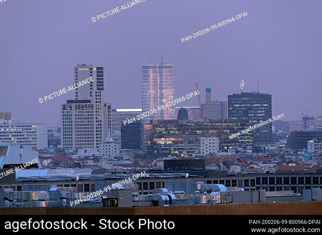 31 January 2020, Berlin: Panoramic view over Berlin in direction to Potsdamer Platz. Photo: Soeren Stache/dpa-Zentralbild/ZB. - Berlin/Berlin/Germany