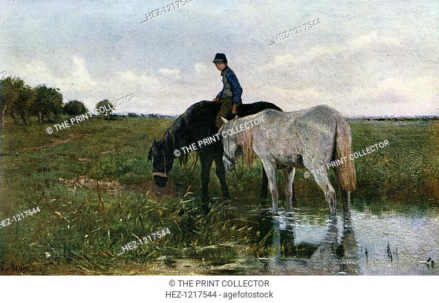 'Watering Horses', 1871, (1912). A colour print from Famous Paintings, with an introduction by Gilbert Chesterton, Cassell and Company, (London, New York