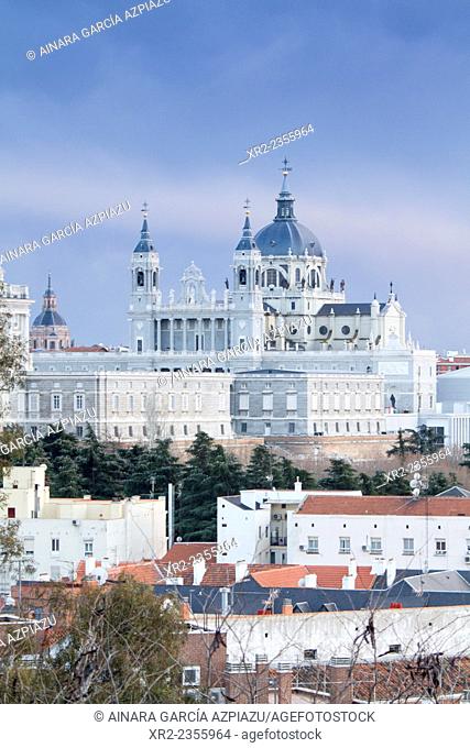 La Almudena cathedral and Royal Palace, Madrid, Spain