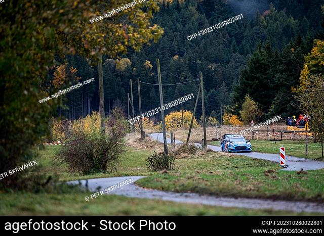 Tanak Ott, Jarveoja Martin with Ford Puma Rally1 at the stage of WRC Central European Rally 2023, October 27, 2023, Sumavske Hostice, Czech Republic