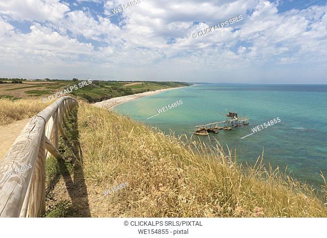 View of the Natural Reserve of Punta Aderci and the Costa dei Trabocchi, Abruzzo District, Adriatic Sea, Italy