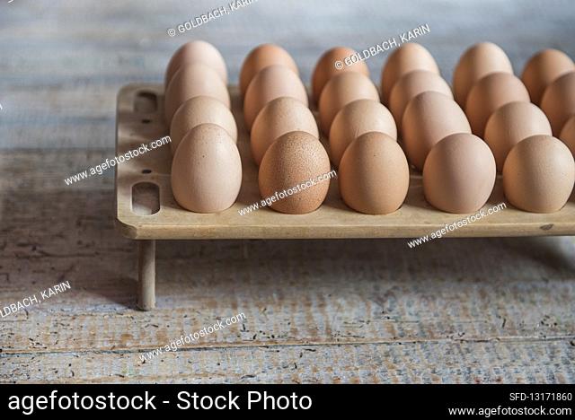 Eggs in a wooden holder
